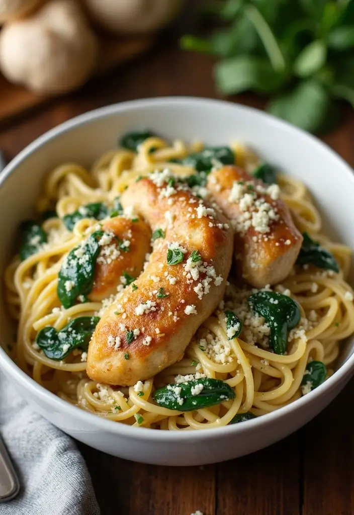 30 Chicken Cajun Pasta Recipes That Are Creamy & Spicy - 25. One-Pot Cajun Chicken Pasta with Goat Cheese and Spinach