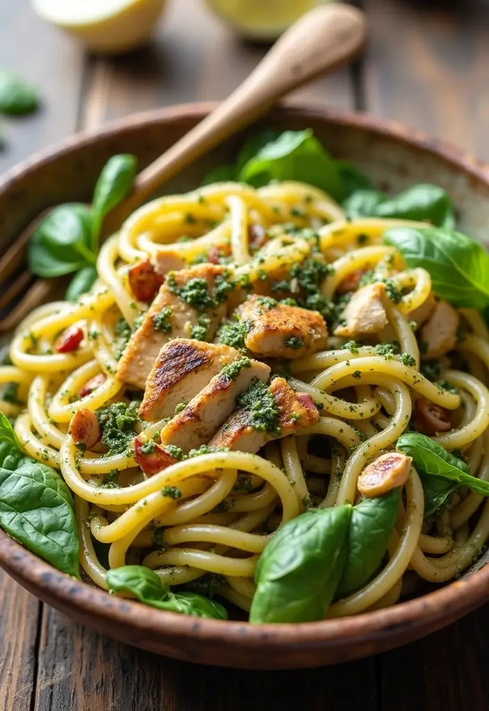 30 Chicken Pesto Pasta Salad Recipes That Are Perfect for Lunch - 10. Roasted Garlic Chicken Pesto Pasta Salad