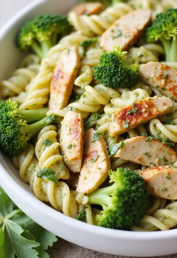 30 Chicken Pesto Pasta Salad Recipes That Are Perfect for Lunch - 20. Chicken Pesto Pasta Salad with Broccoli