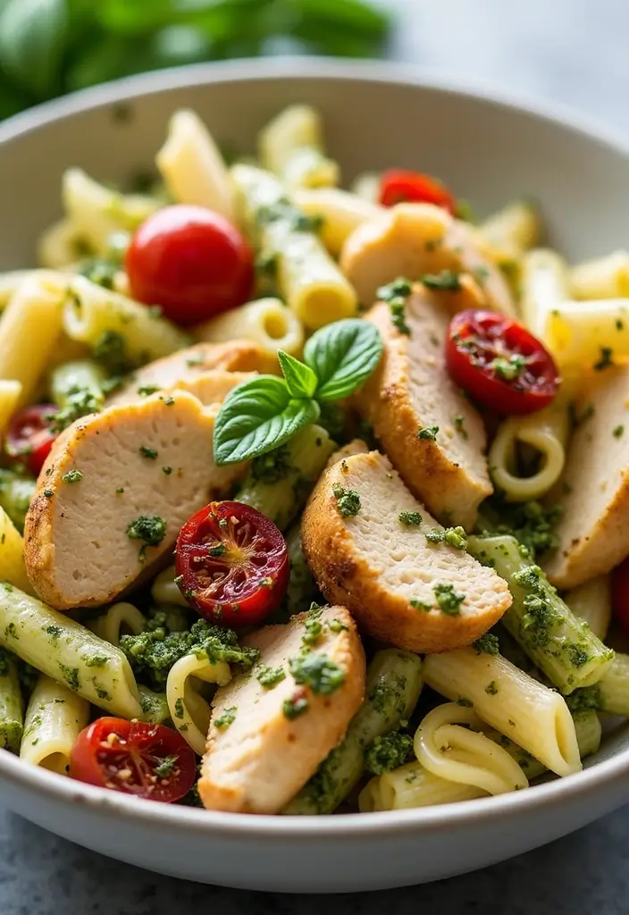 30 Chicken Pesto Pasta Salad Recipes That Are Perfect for Lunch - 22. Chicken Pesto Pasta Salad with Sun-Dried Tomatoes