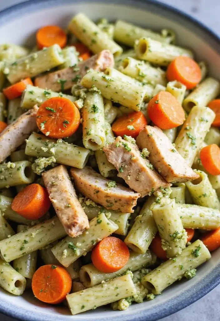 30 Chicken Pesto Pasta Salad Recipes That Are Perfect for Lunch - 28. Chicken Pesto Pasta Salad with Carrots