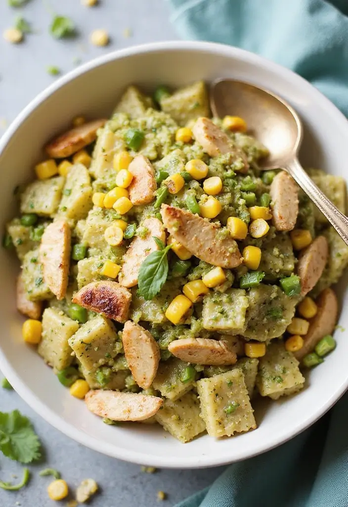 30 Chicken Pesto Pasta Salad Recipes That Are Perfect for Lunch - 29. Chicken Pesto Pasta Salad with Corn