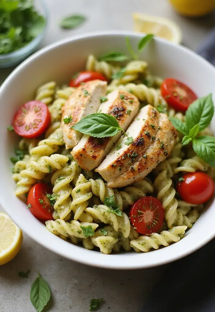 30 Chicken Pesto Pasta Salad Recipes That Are Perfect for Lunch - 30. Chicken Pesto Pasta Salad with Ginger