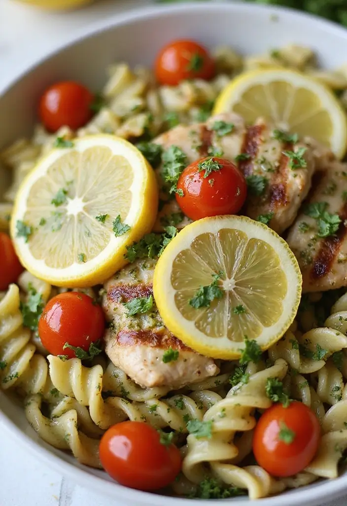 30 Chicken Pesto Pasta Salad Recipes That Are Perfect for Lunch - 4. Zesty Lemon Chicken Pesto Pasta Salad