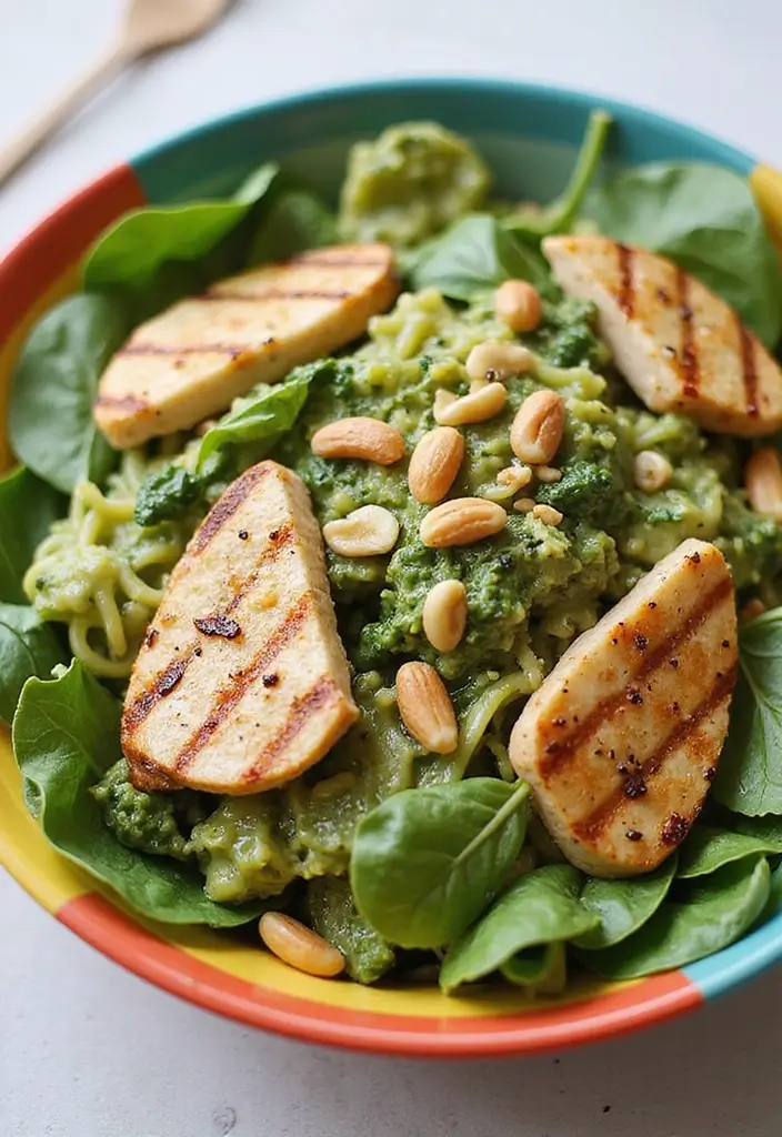 30 Chicken Pesto Pasta Salad Recipes That Are Perfect for Lunch - 5. Spinach and Chicken Pesto Pasta Salad