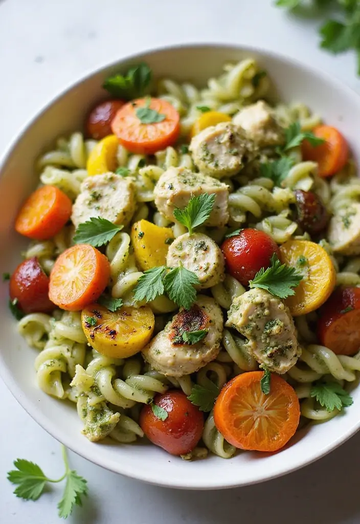 30 Chicken Pesto Pasta Salad Recipes That Are Perfect for Lunch - 8. Pesto Chicken Pasta Salad with Roasted Vegetables