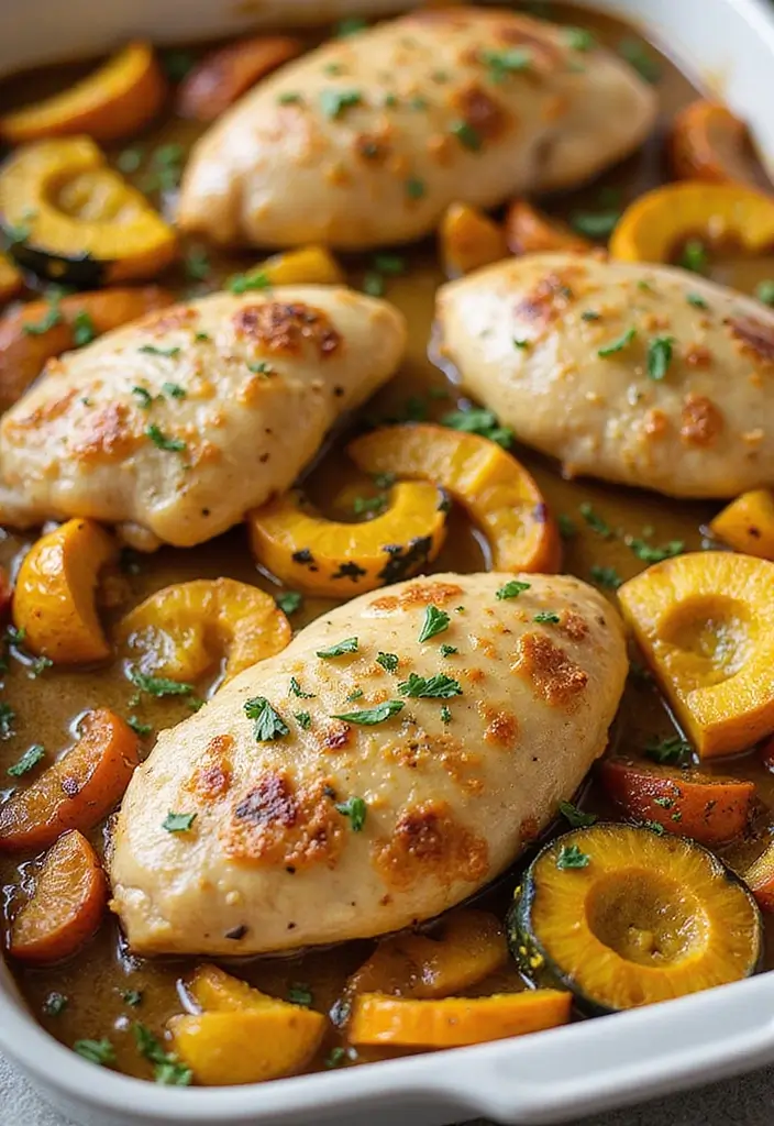 30 Chicken and Squash Recipes That Are Seasonal & Delicious - 12. Garlic Butter Chicken with Delicata Squash