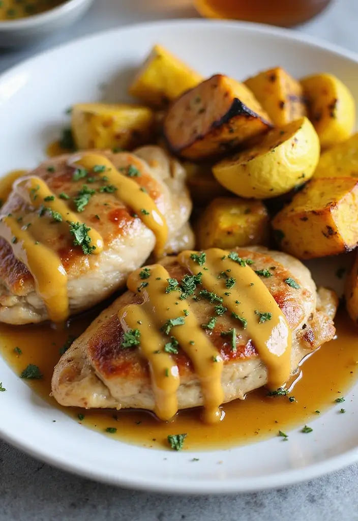 30 Chicken and Squash Recipes That Are Seasonal & Delicious - 13. Honey Mustard Chicken with Roasted Squash