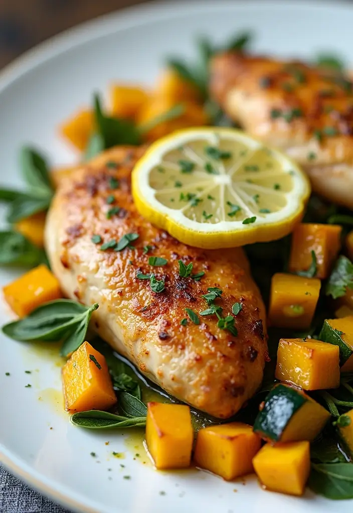 30 Chicken and Squash Recipes That Are Seasonal & Delicious - 27. Lemon Herb Chicken with Squash Medley