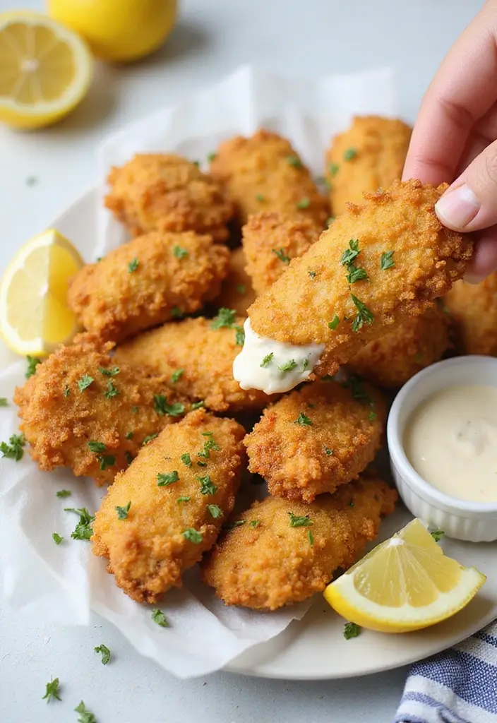 30 Crunchy & Addictive Chicken Fried Steak Fingers - 7. Lemon Herb Chicken Fingers