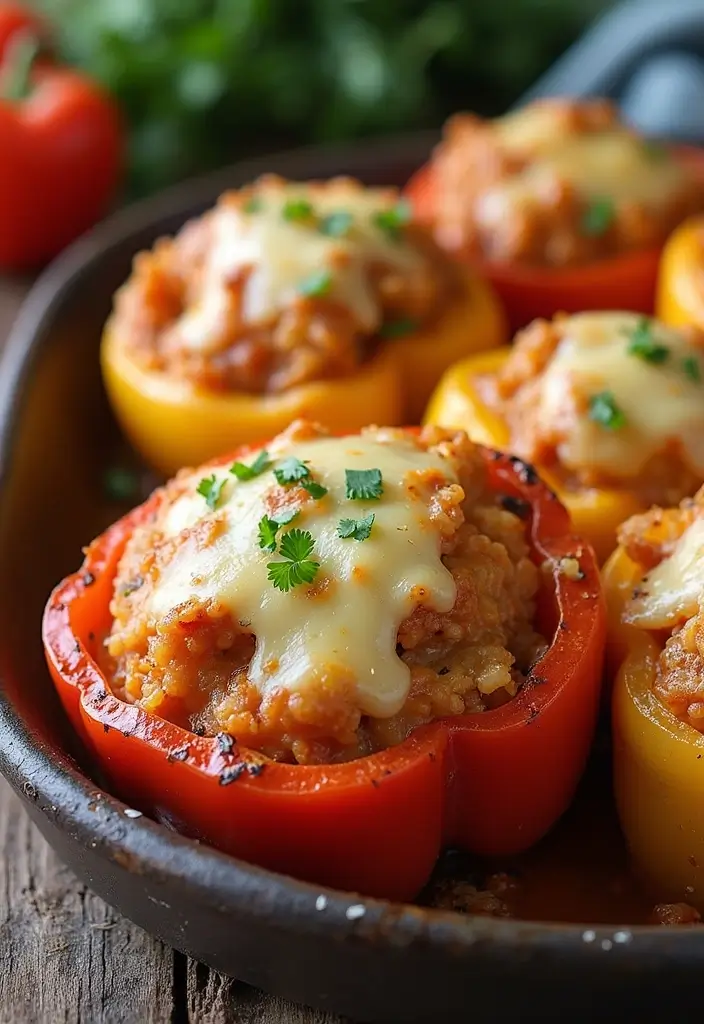 30 French Onion Chicken Noodle Casserole Recipes That Are Cozy & Flavorful - 19. French Onion Chicken Casserole Stuffed Peppers