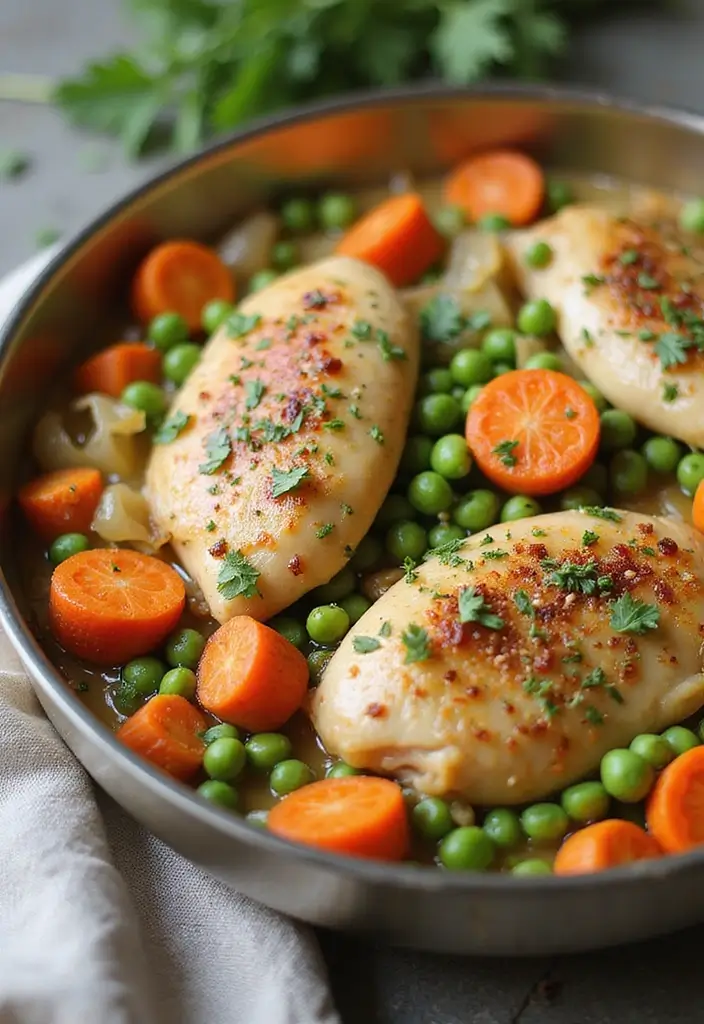 30 French Onion Chicken Noodle Casserole Recipes That Are Cozy & Flavorful - 27. French Onion Chicken Casserole with Carrots and Peas