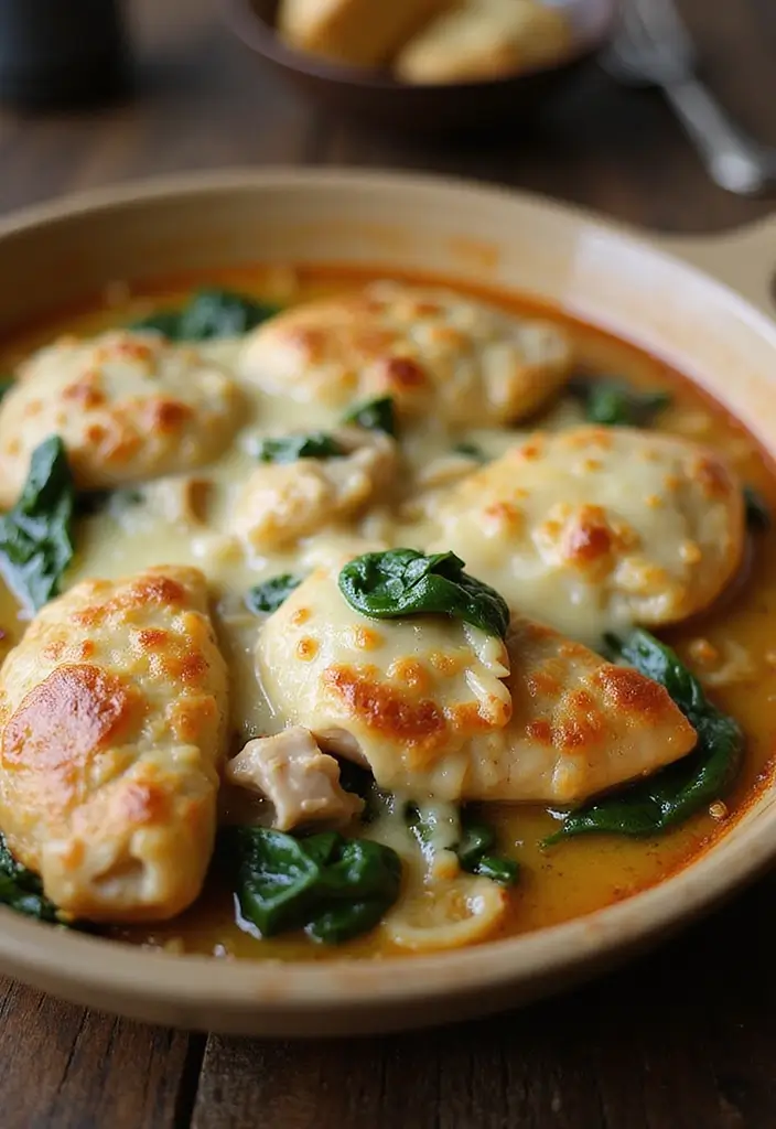 30 French Onion Chicken Noodle Casserole Recipes That Are Cozy & Flavorful - 28. French Onion Chicken Casserole with Creamy Spinach