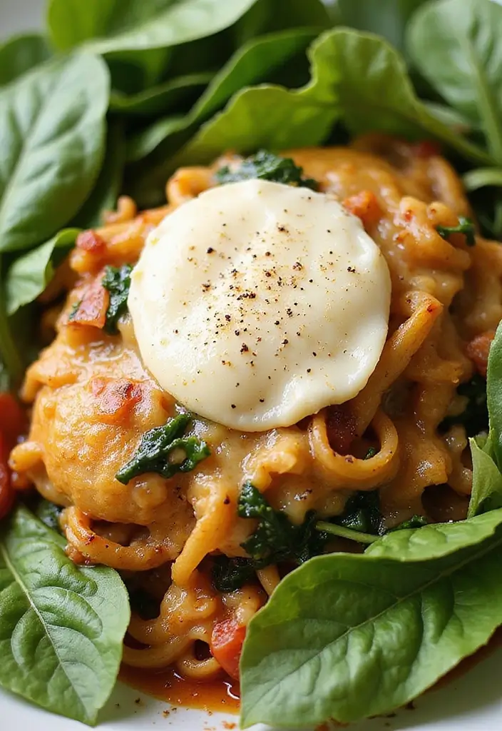 30 French Onion Chicken Noodle Casserole Recipes That Are Cozy & Flavorful - 4. French Onion Chicken Noodle Bake with Spinach