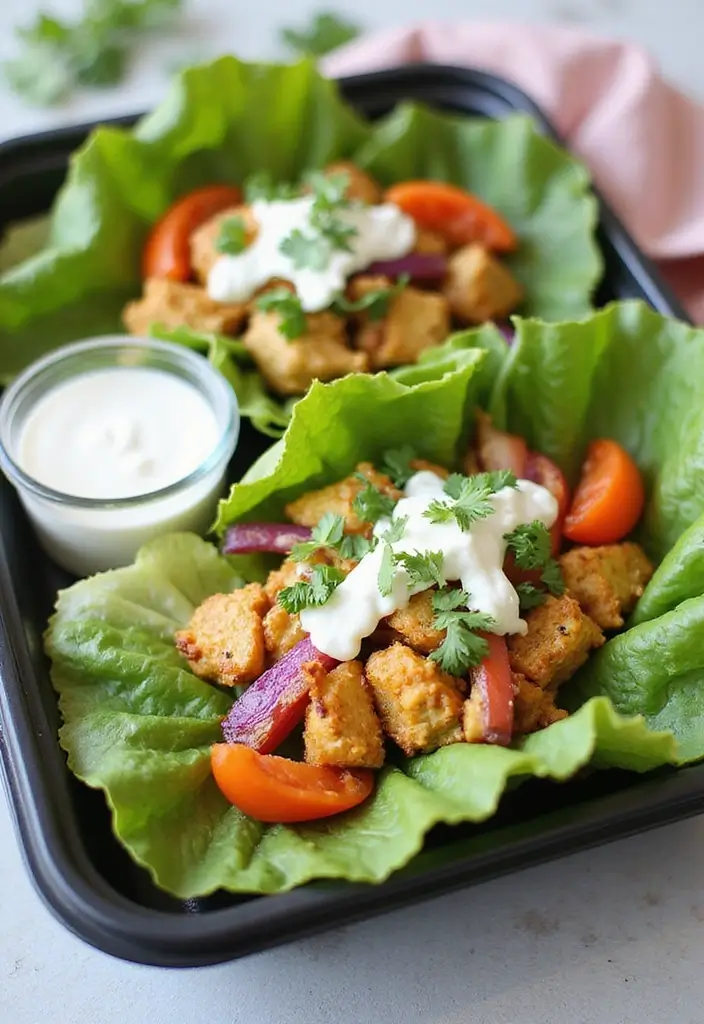 30 Greek Chicken Meal Prep Recipes That Are Fresh and Filling - 24. Greek Chicken Lettuce Wraps