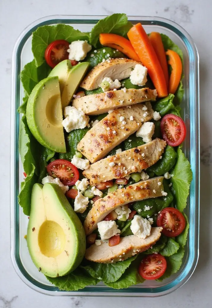 30 Greek Chicken Meal Prep Recipes That Are Fresh and Filling - 26. Greek Chicken and Avocado Salad