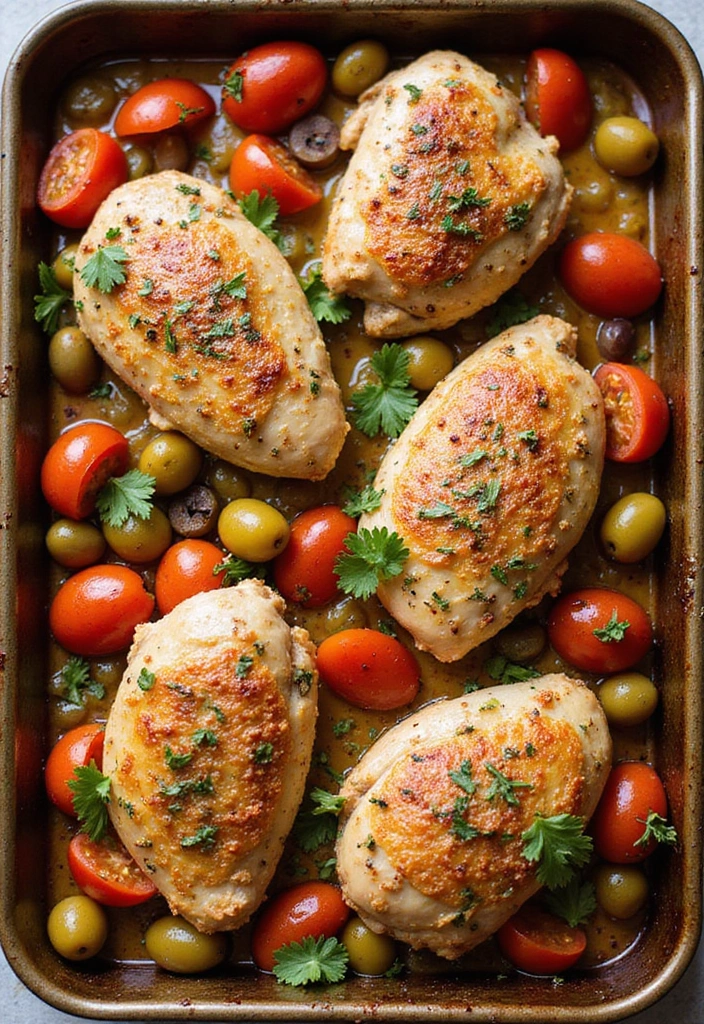 30 Greek Chicken Meal Prep Recipes That Are Fresh and Filling - 5. Baked Greek Chicken with Tomatoes and Olives