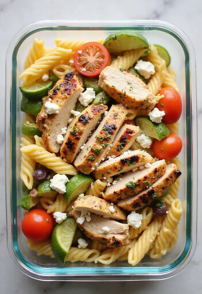 30 Greek Chicken Meal Prep Recipes That Are Fresh and Filling - 7. Greek Chicken Pasta Salad