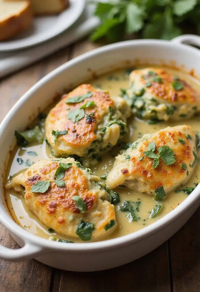 30 Healthy Chicken Casserole Recipes That Are Comfort Without Guilt - 12. Spinach Artichoke Chicken Casserole
