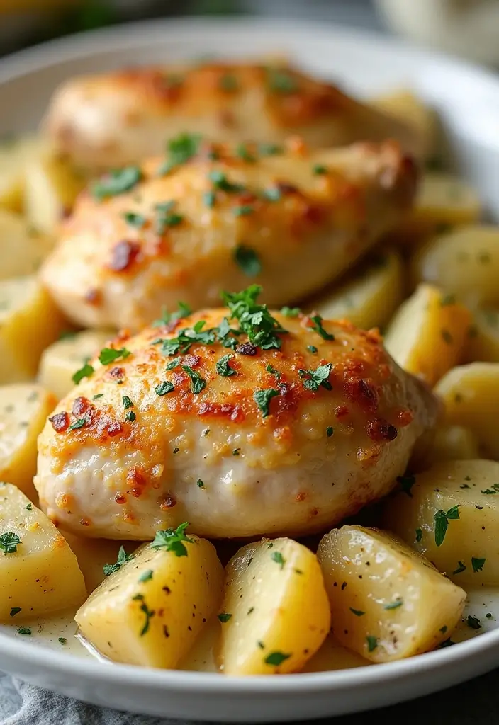 30 Healthy Chicken Casserole Recipes That Are Comfort Without Guilt - 18. Garlic Herb Chicken and Potato Casserole
