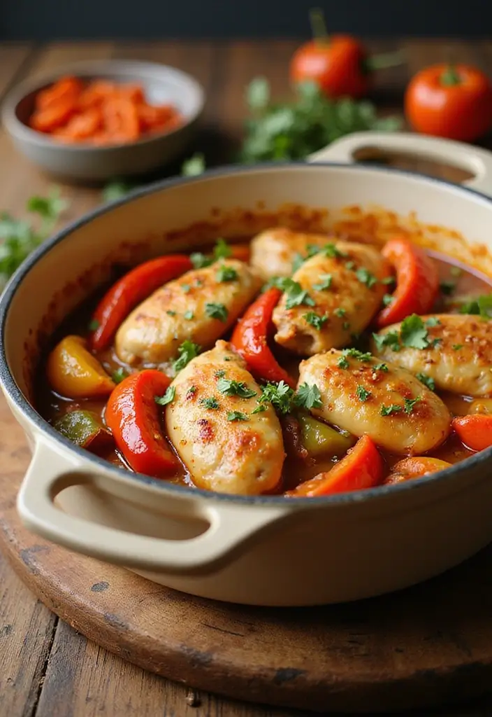 30 Healthy Chicken Casserole Recipes That Are Comfort Without Guilt - 23. Chicken and Peppers Casserole