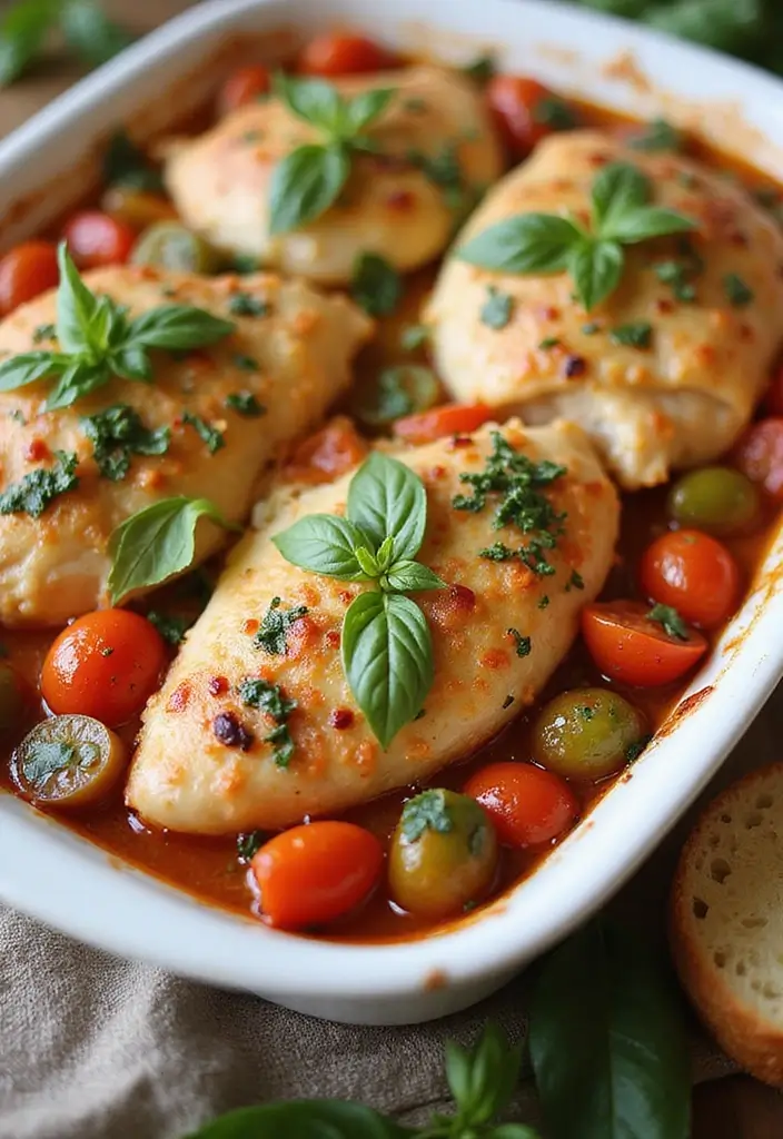 30 Healthy Chicken Casserole Recipes That Are Comfort Without Guilt - 26. Chicken and Tomato Basil Casserole