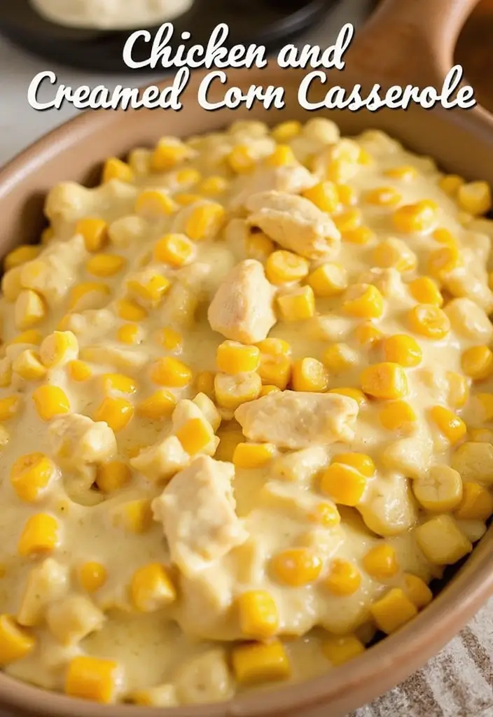 30 Healthy Chicken Casserole Recipes That Are Comfort Without Guilt - 27. Chicken and Creamed Corn Casserole