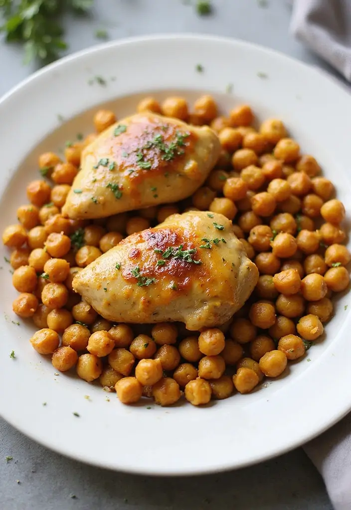 30 Honey Mustard Chicken Thighs Recipes That Are Golden & Juicy - 11. Honey Mustard Chicken Thighs with Chickpeas