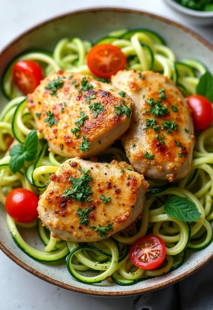 30 Honey Mustard Chicken Thighs Recipes That Are Golden & Juicy - 13. Honey Mustard Chicken Thighs with Pesto Zoodles