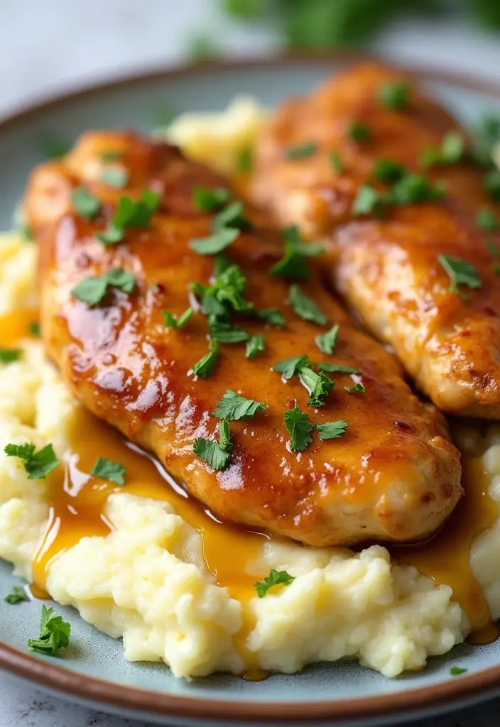 30 Honey Mustard Chicken Thighs Recipes That Are Golden & Juicy - 14. Honey Mustard Chicken Thighs with Garlic Mashed Potatoes