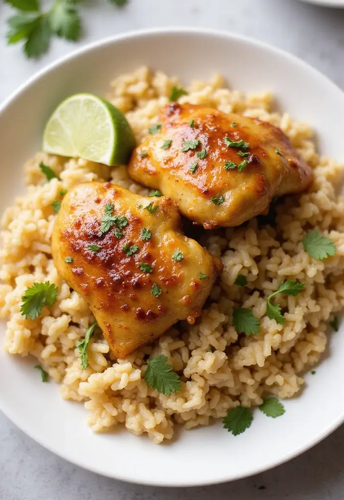 30 Honey Mustard Chicken Thighs Recipes That Are Golden & Juicy - 18. Honey Mustard Chicken Thighs with Rice Pilaf