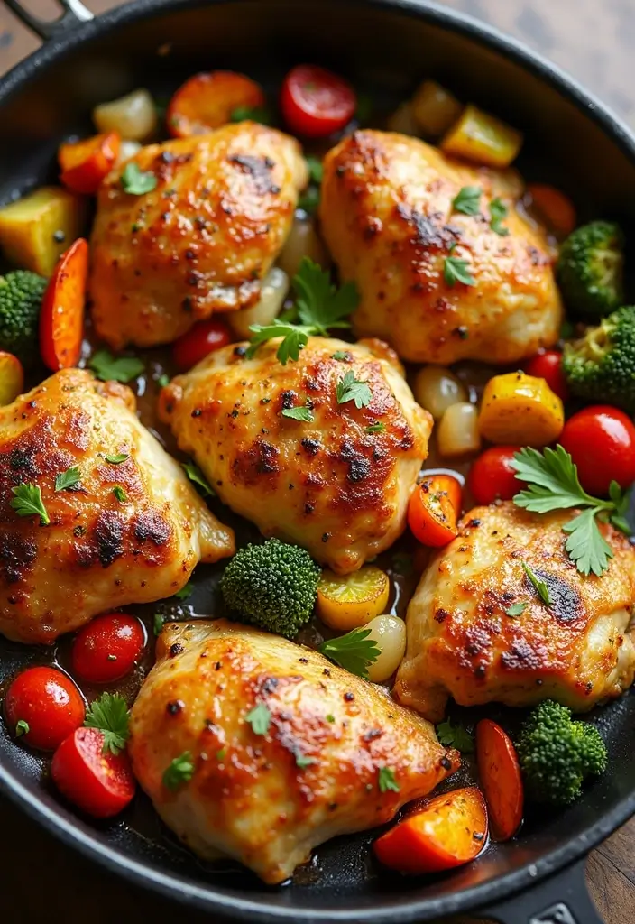 30 Honey Mustard Chicken Thighs Recipes That Are Golden & Juicy - 2. Baked Honey Mustard Chicken Thighs with Veggies