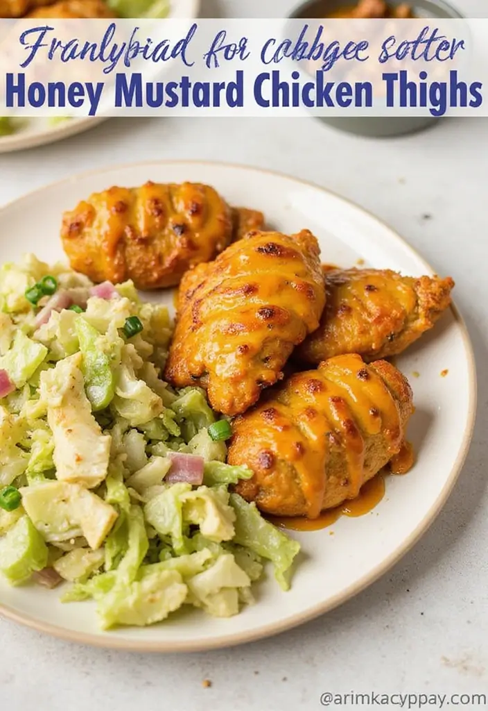 30 Honey Mustard Chicken Thighs Recipes That Are Golden & Juicy - 20. Honey Mustard Chicken Thighs with Cabbage Slaw