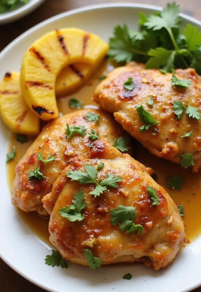 30 Honey Mustard Chicken Thighs Recipes That Are Golden & Juicy - 21. Honey Mustard Chicken Thighs with Grilled Pineapple