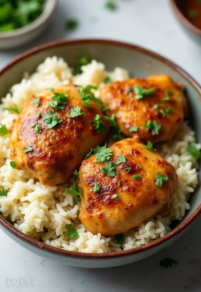 30 Honey Mustard Chicken Thighs Recipes That Are Golden & Juicy - 23. Honey Mustard Chicken Thighs with Coconut Rice