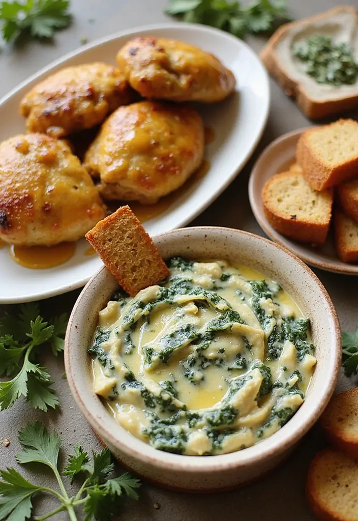30 Honey Mustard Chicken Thighs Recipes That Are Golden & Juicy - 25. Honey Mustard Chicken Thighs with Spinach Artichoke Dip