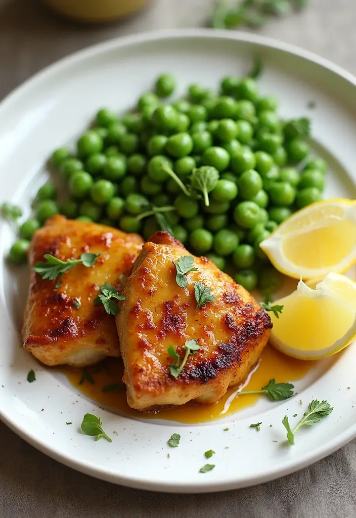 30 Honey Mustard Chicken Thighs Recipes That Are Golden & Juicy - 28. Honey Mustard Chicken Thighs with Pea Salad