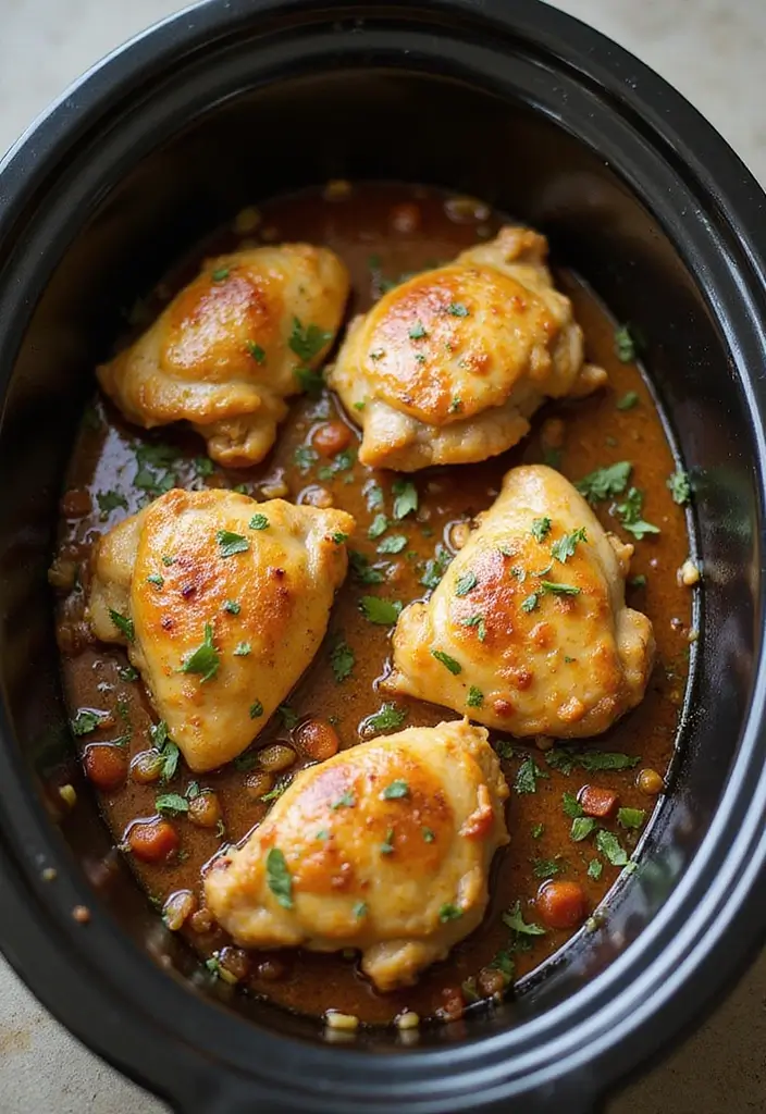 30 Honey Mustard Chicken Thighs Recipes That Are Golden & Juicy - 5. Slow Cooker Honey Mustard Chicken Thighs