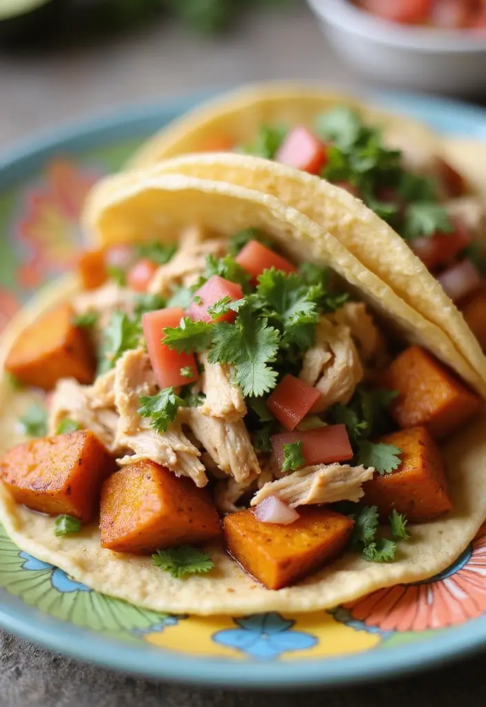 30 Mexican Food Recipes Chicken Lovers Will Devour - 20. Chicken and Sweet Potato Tacos