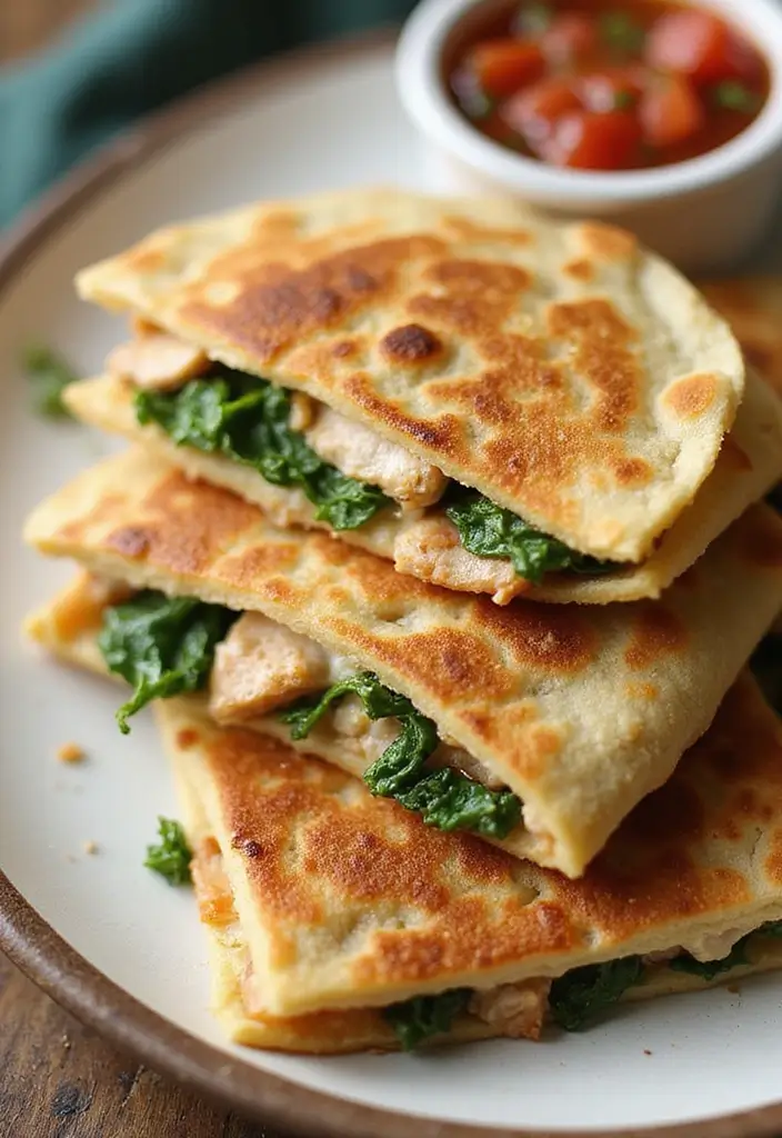 30 Mexican Food Recipes Chicken Lovers Will Devour - 8. Chicken Quesadillas with Spinach
