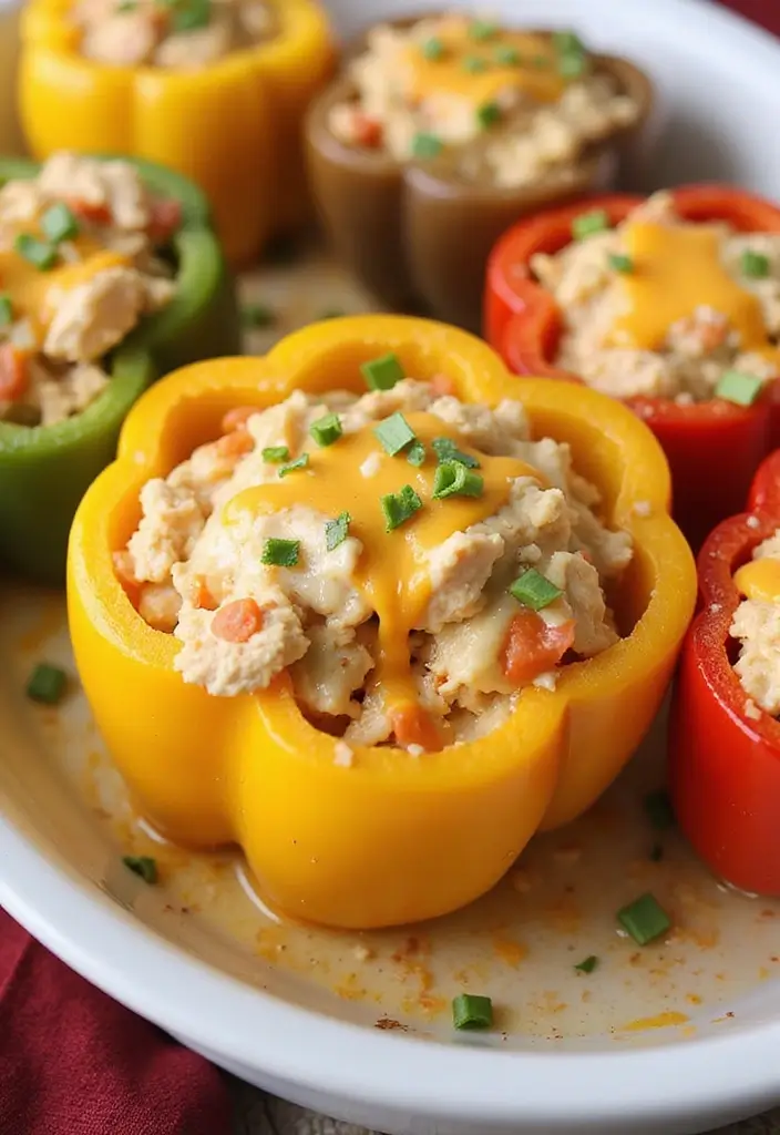 30 Rotisserie Chicken Pasta Recipes That Are Easy & Cheesy - 25. Cheesy Chicken Stuffed Bell Peppers