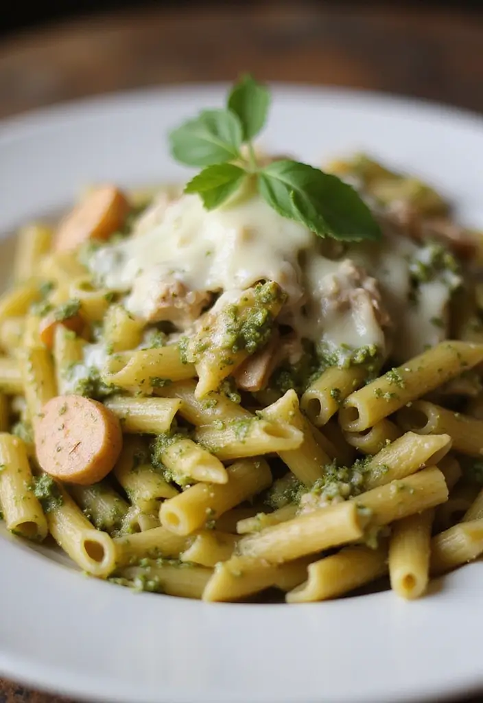30 Rotisserie Chicken Pasta Recipes That Are Easy & Cheesy - 28. Chicken and Cheese Pesto Pasta