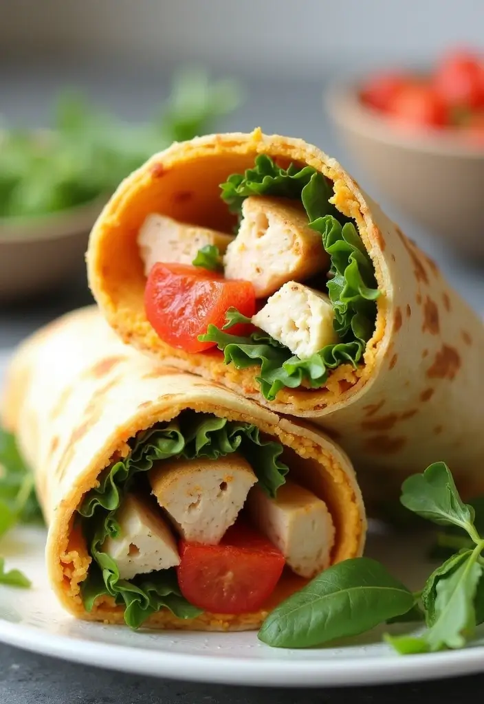 30 Rotisserie Chicken Sandwich Recipes That Are Fresh & Filling - 13. Chicken and Hummus Wrap