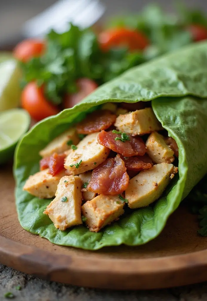 30 Rotisserie Chicken Sandwich Recipes That Are Fresh & Filling - 15. Chicken and Bacon Collard Wraps