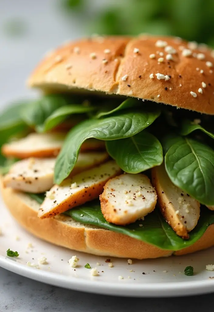 30 Rotisserie Chicken Sandwich Recipes That Are Fresh & Filling - 29. Chicken and Spinach Feta Sandwich