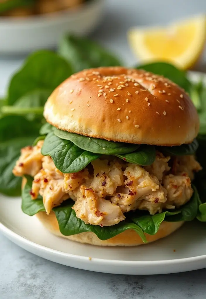 30 Rotisserie Chicken Sandwich Recipes That Are Fresh & Filling - 8. Rotisserie Chicken and Spinach Sandwich