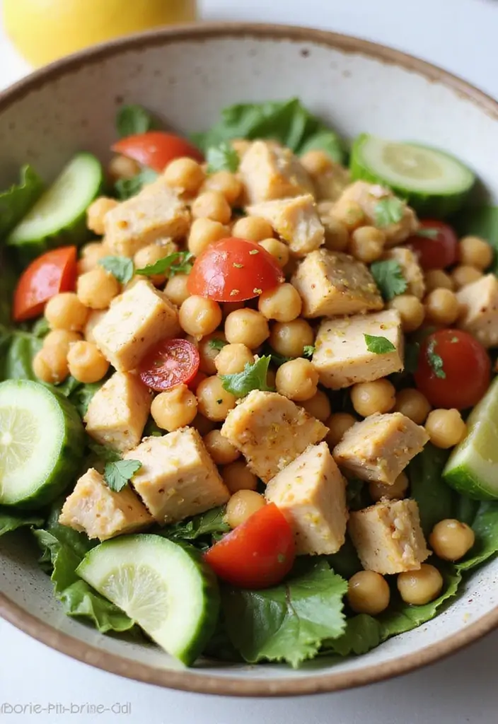 30 Salad Recipes with Chicken That Are Fresh & Filling - 10. Mediterranean Chickpea Chicken Salad