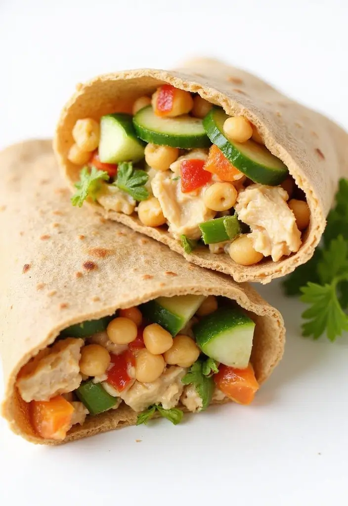 30 Salad Recipes with Chicken That Are Fresh & Filling - 14. Chickpea and Chicken Salad Wrap