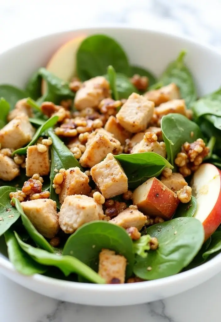 30 Salad Recipes with Chicken That Are Fresh & Filling - 16. Spinach and Apple Chicken Salad