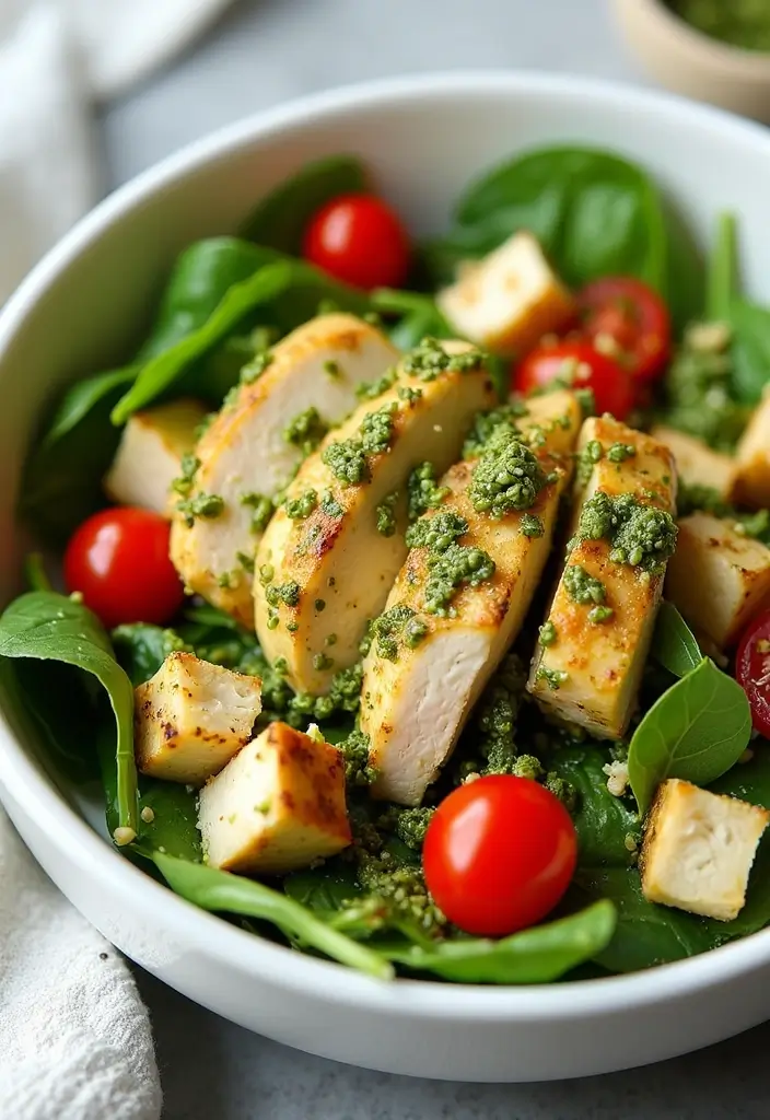 30 Salad Recipes with Chicken That Are Fresh & Filling - 18. Pesto Chicken Salad